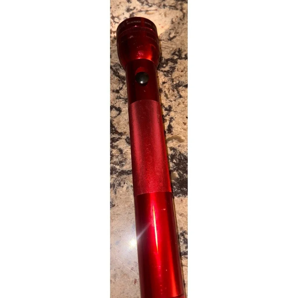 Vintage Maglite D Cell Flashlight Red Anodized Made in USA 12.5 inch WORKS